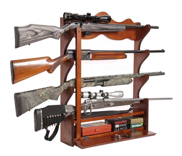 American Furniture Classics 840 4 Gun Wall Rack, Medium Brown