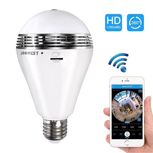 panoramic bulb camera with 360 degree fisheye lens image