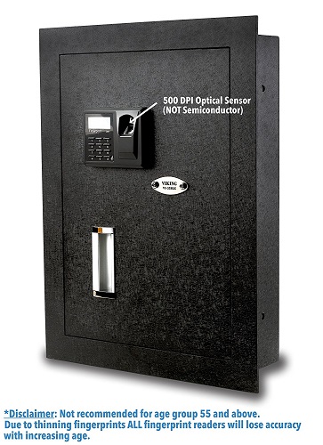 viking security biometric fingerprint hidden wall safe image